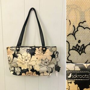 Sakroots Purse Pocketbook HandBag Floral Mod Bird Tassles Waxed Canvas